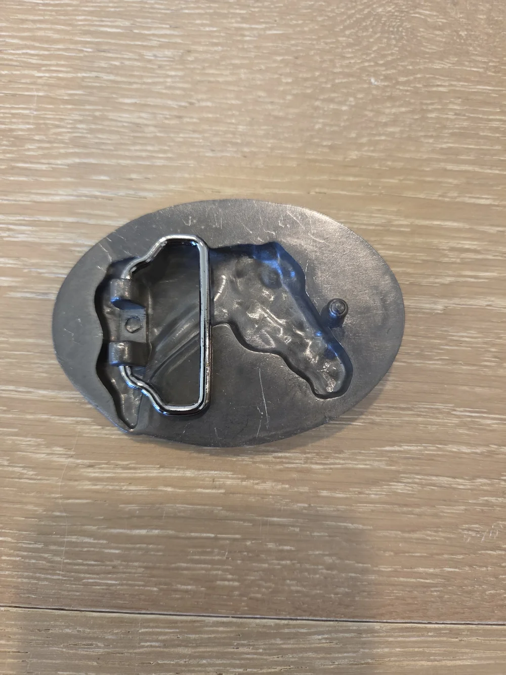 Western Horse Head Oval Belt Buckle Silver Tone